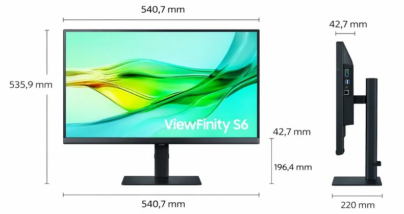 Samsung ViewFinity S6 – S24D600UAU – 24" QHD IPS / 100 Hz  USB-C HUB Profesionální monitor 