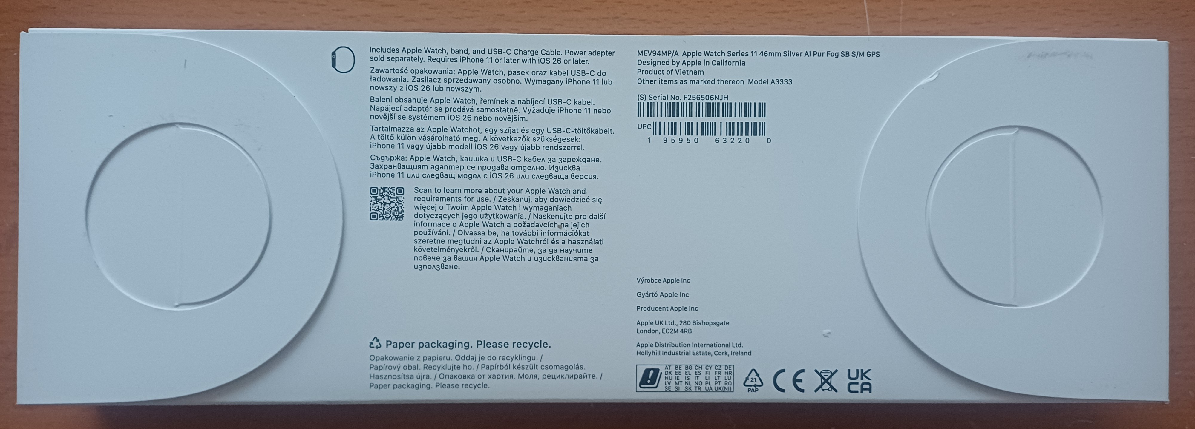 Apple Watch Series 11 GPS 46 mm Silver Aluminium / Purple Fog S/M