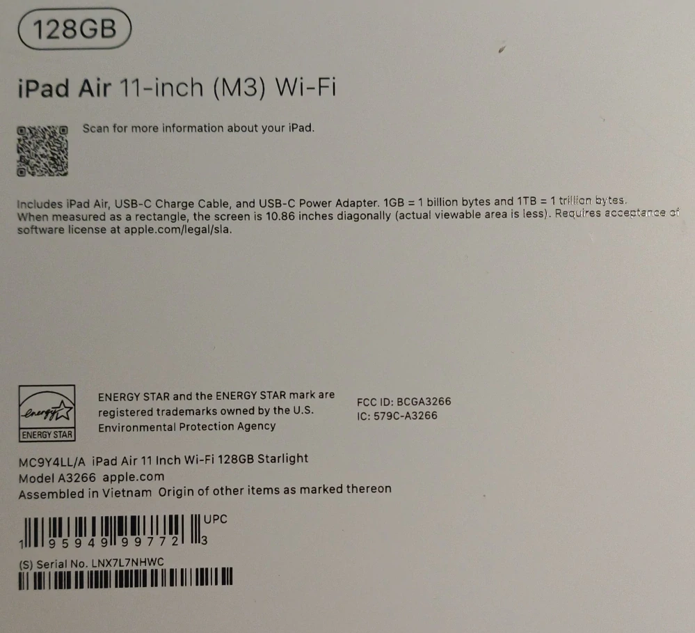 Apple iPad Air 11" (M3) 128GB, Starlight