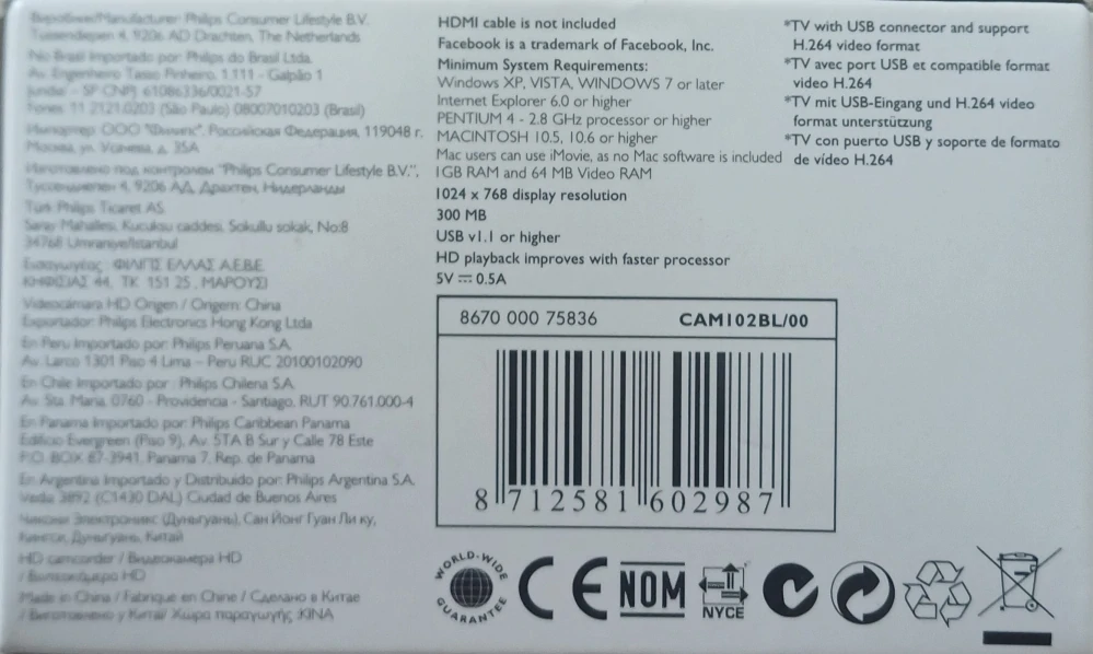 Philips ESee Pocket Camcorder Full HD 1080p (CAM102BL/00) – kapesní kamera