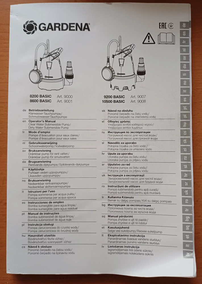 GARDENA Ponorné kalové čerpadlo 9200 BASIC – ponorné čerpadlo na špinavou vodu