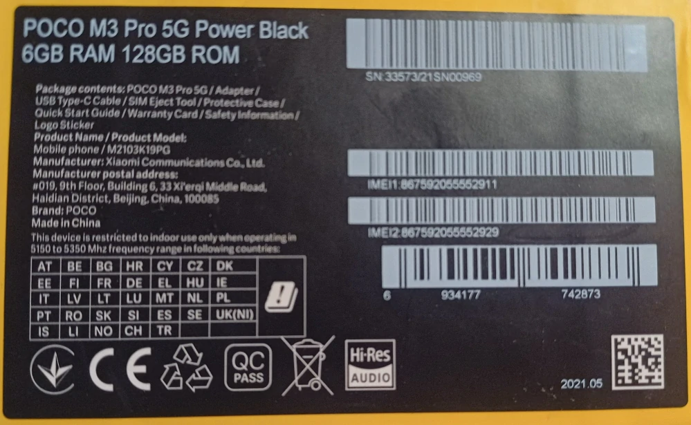 POCO M3 Pro 5G – 6GB / 128GB - Power Black