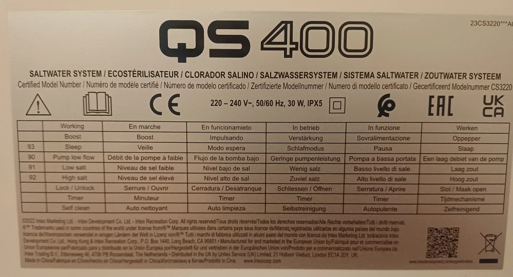 Intex Krystal Clear QS400 – solinátor (chlorinátor)